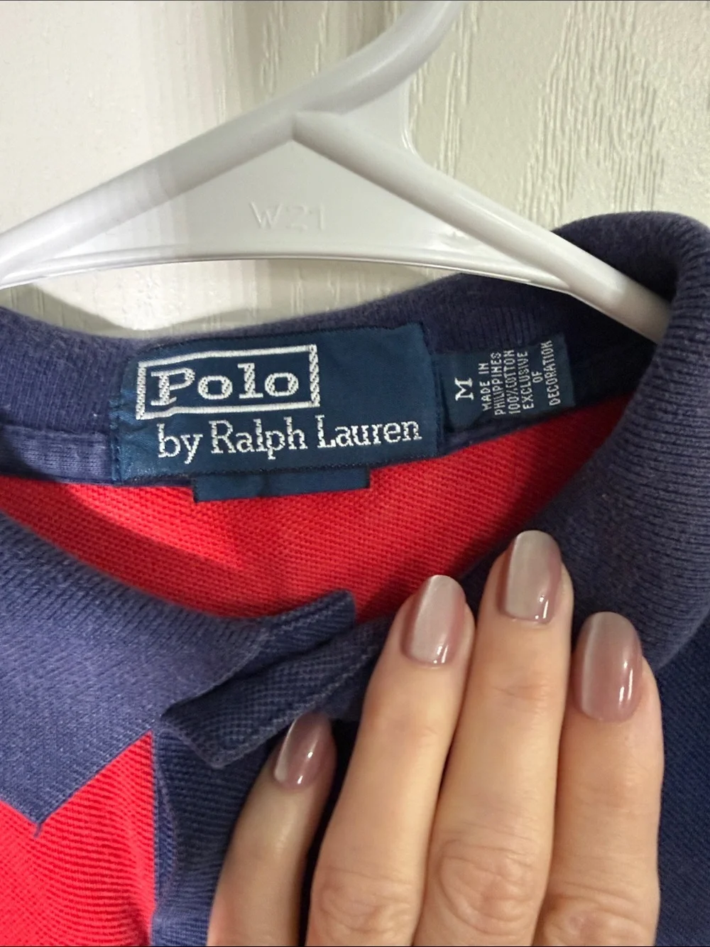 Polo Ralph Lauren Mens Colorblock Crest Polo Shirt Red Blue Size M